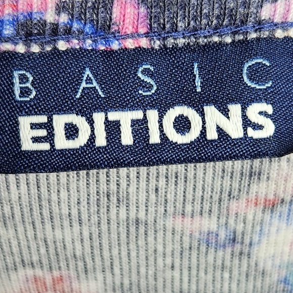 Basic Editions Navy & Multi Notch Neck Layered Look 3/4 Sleeve Top Plus Size 1X - Picture 6 of 10